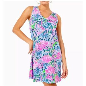 Lilly Pulitzer EUC Aron Dress Gecko Green Tiger Sunrise Size Large